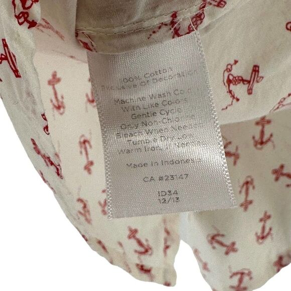 Talbots Button Up Shirt Womens Size 14 Long Sleeve White Anchor Pattern Cotton - Picture 6 of 7